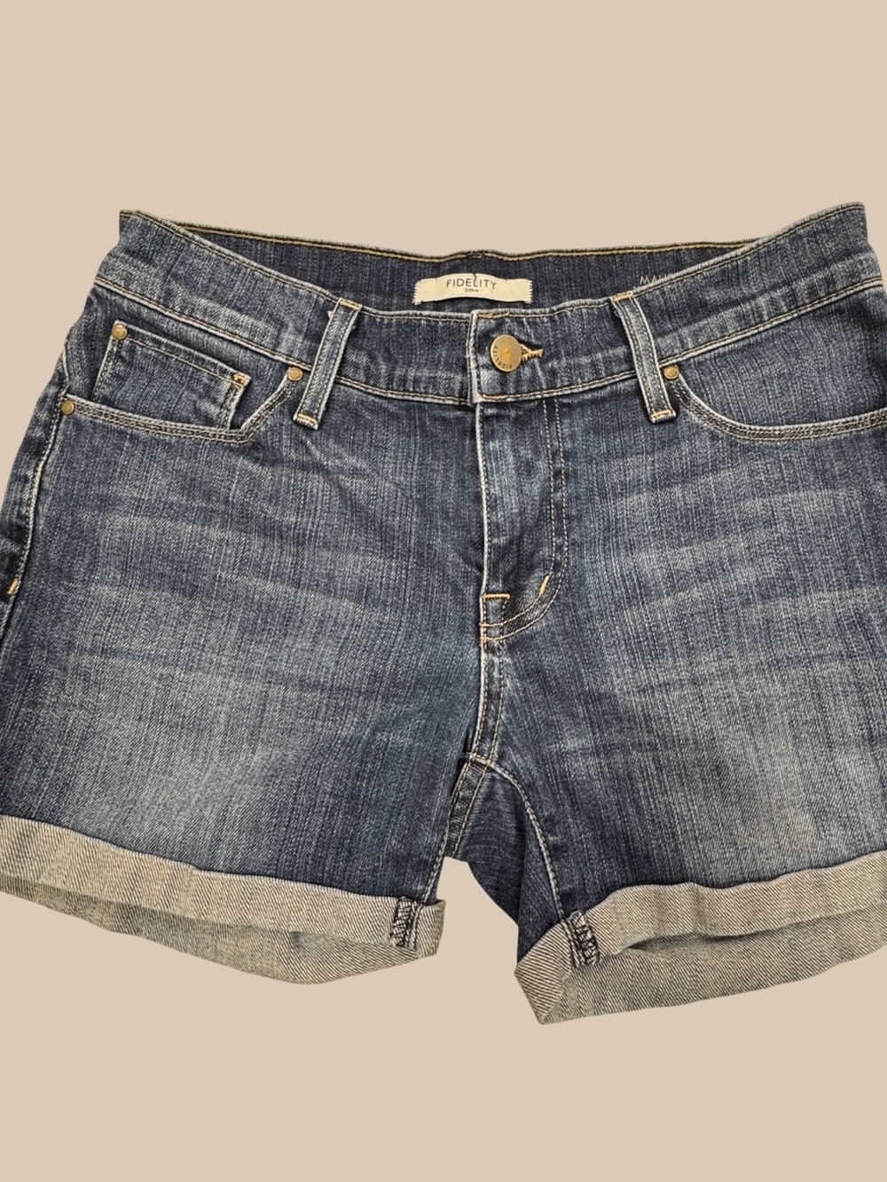 Fidelity Blue Rolled-Hem Denim Shorts